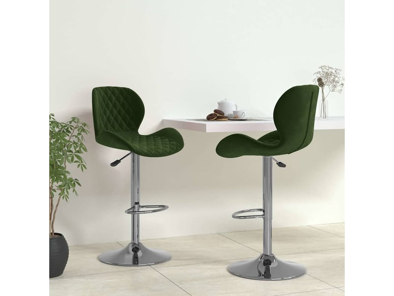  Lot de 2 tabouret de bar, chaise de bar vert foncé velours shl22063  - Conforama B