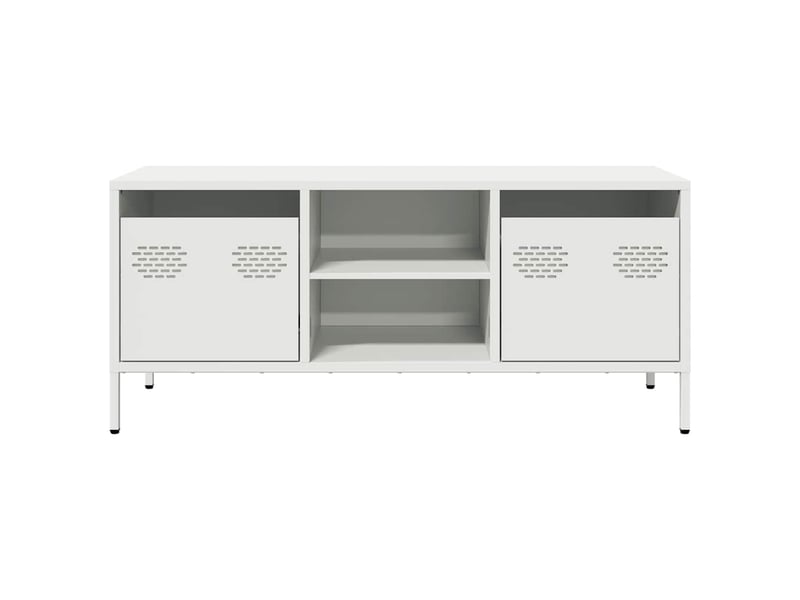  Meuble tv - banc tv - meuble de rangement blanc 101,5x39x43,5 cm acier laminé à froid  - Conforama D
