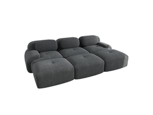 Sofa modulaire 3 places 298x178x70 cm, 3 hockers, assise 32d, prêt à installer, corduroy, gris