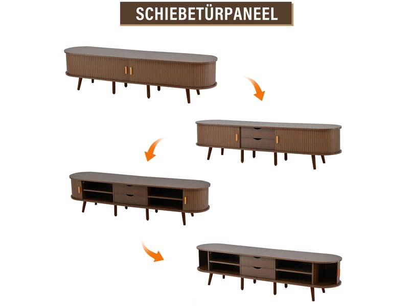 Meuble tv en noyer pour tv 75 pouces avec 2 tiroirs de rangement, 170x40x42cm, mdf, noyer - Conforama D