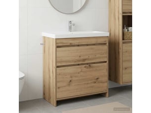 Meuble sous lavabo de salle de bain, commode chêne artisanal shl546