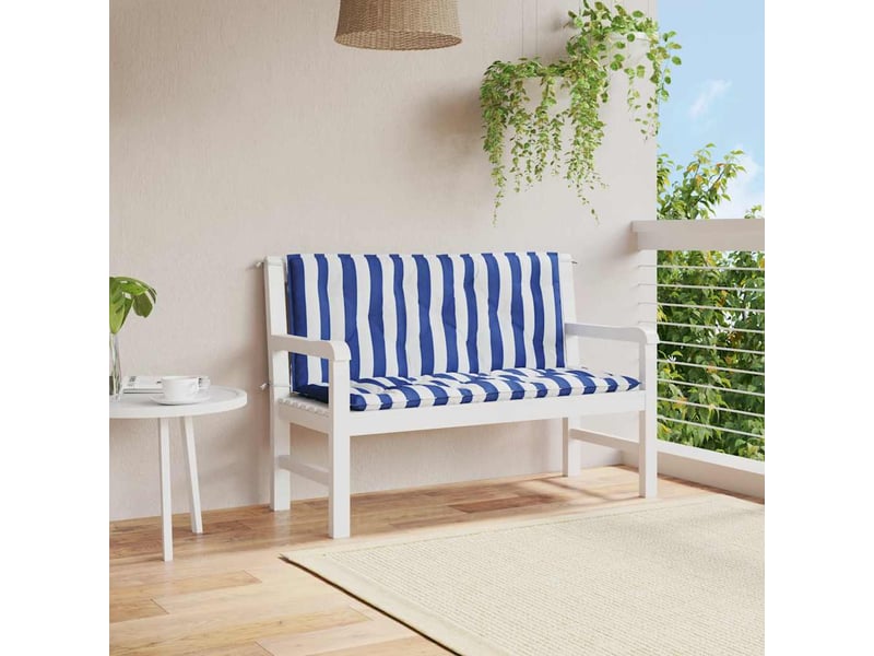  Lot de 2 coussins de banc de jardin, coussins d'assise rayures bleues et blanches cf58677  - Conforama B