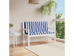 Lot de 2 coussins de banc de jardin, coussins d'assise rayures bleues et blanches cf58677