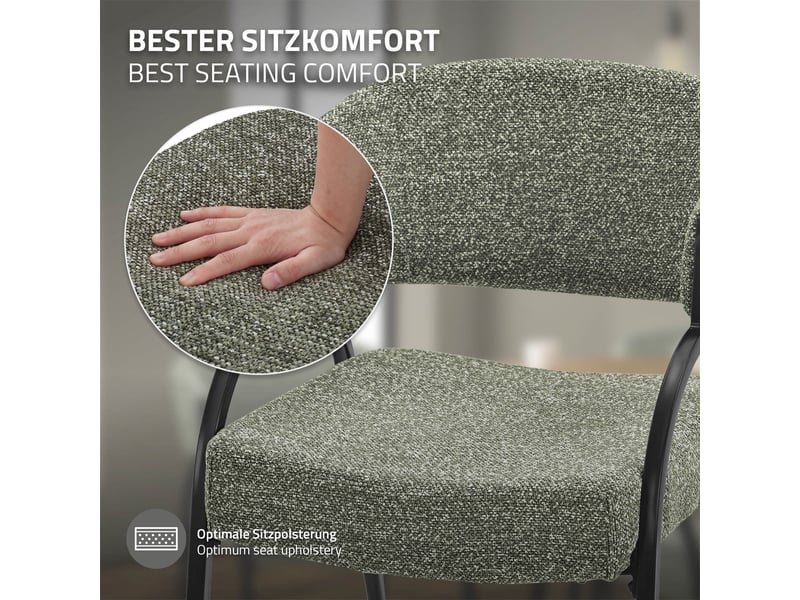  Ml-design lot de 4 chaises de salle à manger rembourrées en tissu bouclé, avec accoudoirs et dossier incurvée, cadre en acier, rembourrage confortable, pour salon cuisine bureau, 120 kg, vert ECD Germany GmbH - Conforama D