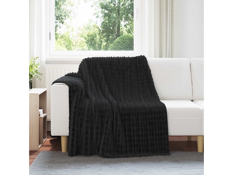  Couverture jetée de canapé noir 200x150 cm 0.75 kg toison  - Conforama B