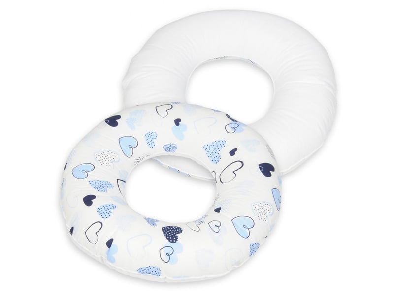 Coussin rond post natal coeurs bleus  blanc 4200046.1 - Conforama A