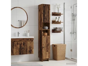 Colonne de salle de bain avec étagère ouverte ede bois ancien