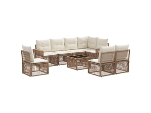 Vidaxl ensemble de canapé de jardin 9 pcs beige et blanc crème
