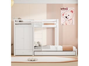 Lit superposé 90x200 cm <strong>MERAX</strong>  <strong>lit enfant blanc</strong> coloris blanc