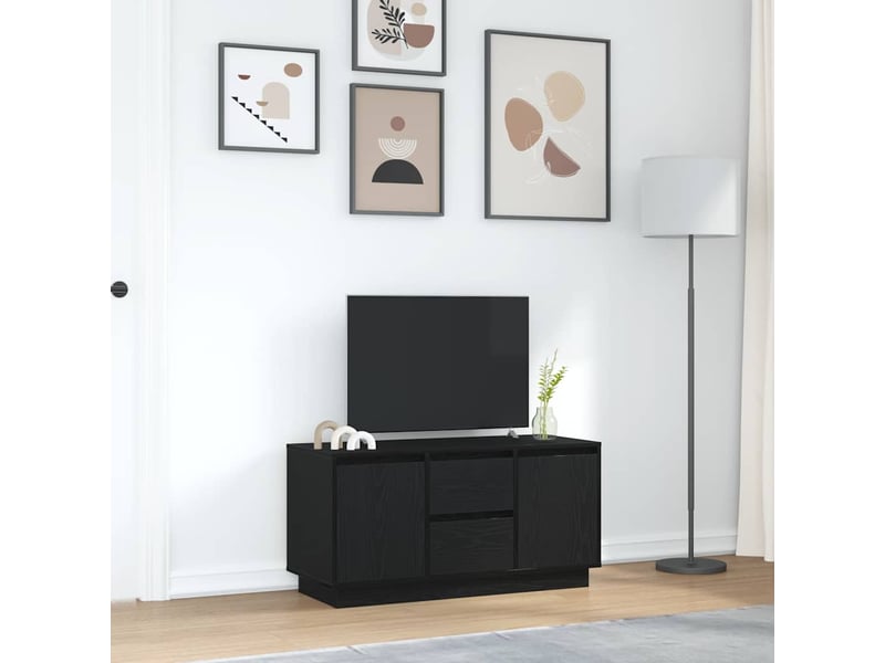  Meuble tv - banc tv - meuble de rangement avec lumières led chêne noir 100x41x50 cm  - Conforama D