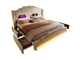 Lit avec rangement 160x200 cm    coloris beige