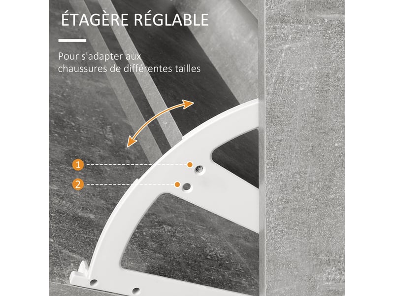  Ensembles 3 en 1 de meuble d'entrée vestiaire avec panneau porte-manteau, effet béton gris, miroir et banc à chaussures - 6 crochets et étagère réglable  - Conforama R