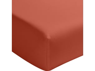 Drap housse 180x200 cm percale de coton lavé terre de sienne