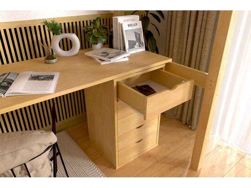  Caisson à tiroirs 5 en bois massif, miel BLOC5T-M - Conforama B