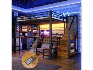 Lit mezzanine 140x200 cm <strong>STILVORA</strong> <strong></strong> coloris noir