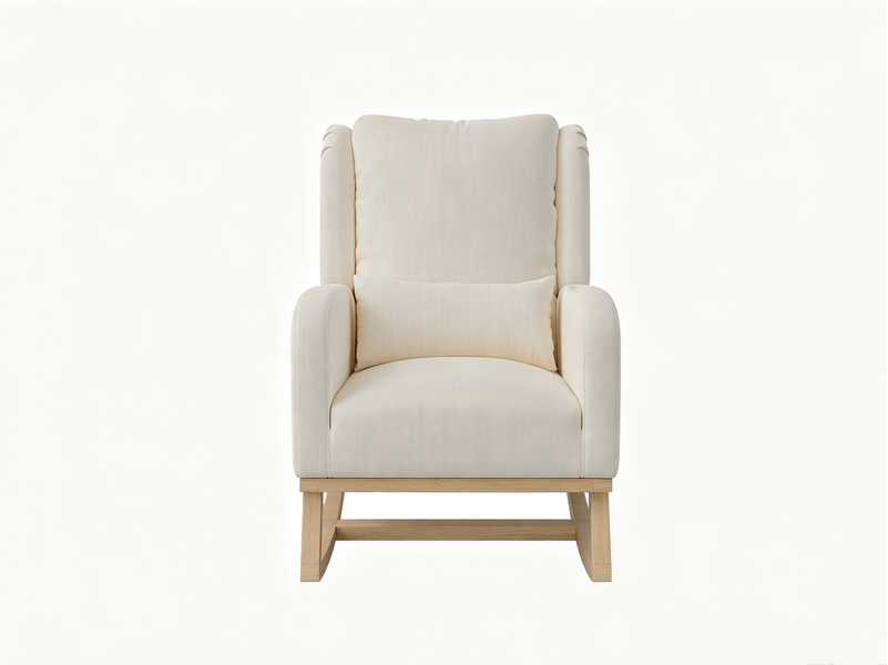  Fauteuil à bascule en lin et coton – fauteuil à bascule confortable – fauteuil à bascule pour se détendre à la maison – dossier rembourré – simple et polyvalent  - Conforama A