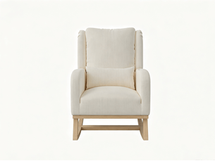 Fauteuil à bascule en lin et coton – fauteuil à bascule confortable – fauteuil à bascule pour se détendre à la maison – dossier rembourré – simple et polyvalent