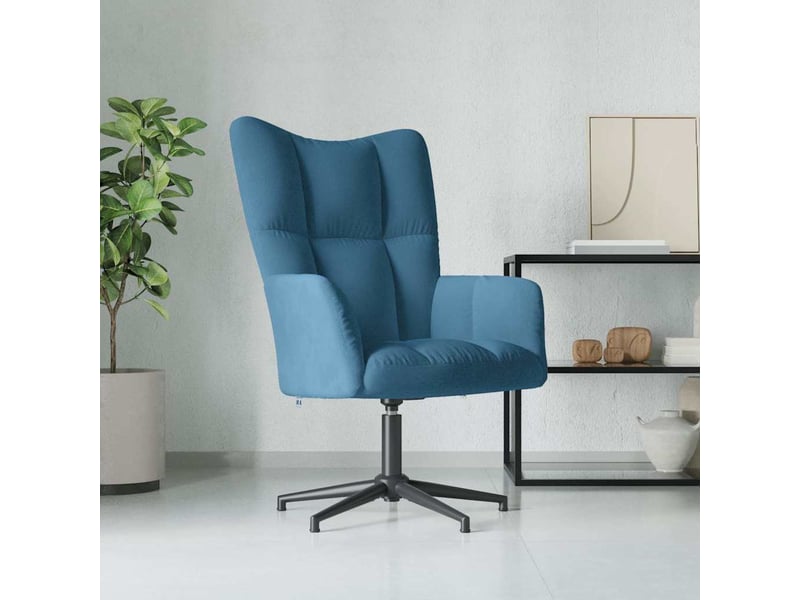 Fauteuil de relaxation ; chaise de relaxation ; chaise de détente bleu velours  - Conforama B