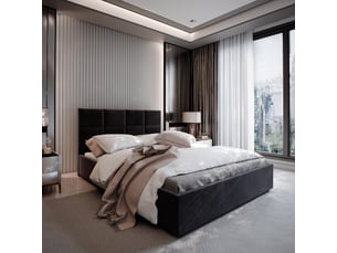 Lit coffre 200x200 cm <strong>MASSENO</strong> <strong></strong> coloris noir