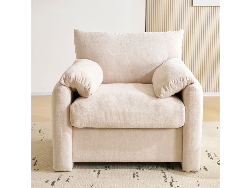 Canapé 1 place, tissu chenille canapé salon, mousse haute densité, assise large, cadre bois massif  - Conforama A