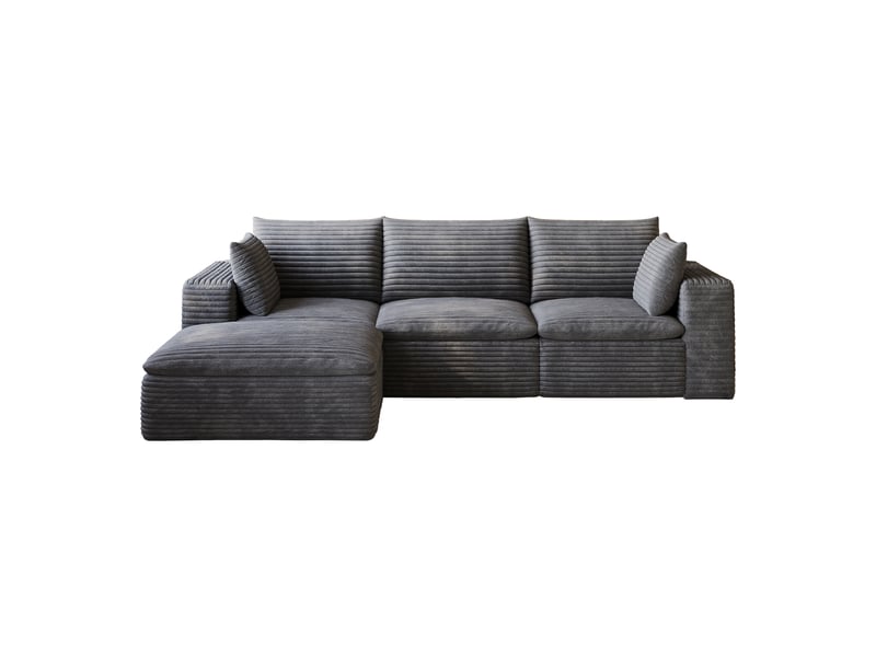  Grand canapé nuage 260 cm en velours côtelé gris foncé, déhoussable et sans montage pour salon et appartement  - Conforama A