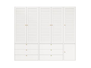 Armoire 5 porte(s) battante 6 tiroir(s) <strong>MODFU</strong> <strong></strong> coloris blanc largeur 225 cm