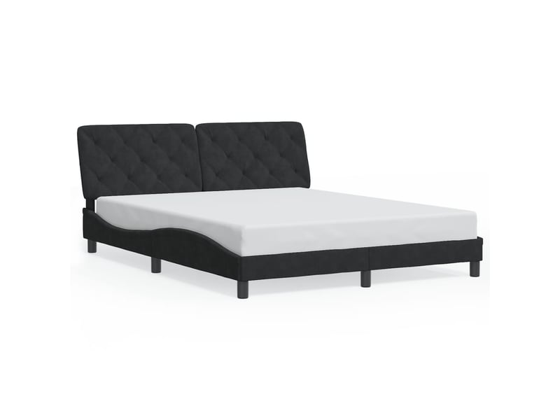  Lit double- lit adulte -  cadre de lit avec led sans matelas noir 160x200 cm velours  - Conforama D