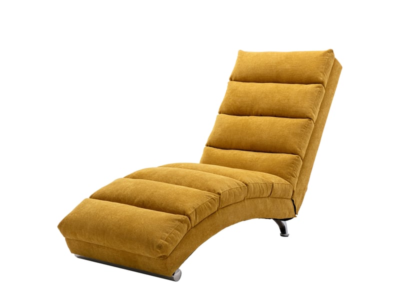  Fauteuil relax massant fixe 148x55x84 cm, soutien corps entier, vibration douce, lin, jaune moutarde  - Conforama A