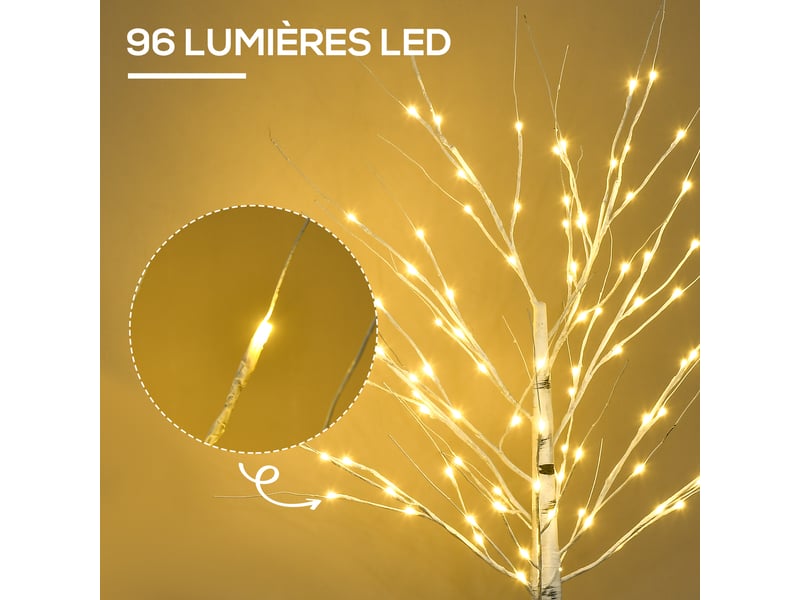  Arbre lumineux led - décoration lumineuse blanc chaud - 96 leds - usage intérieur - décoration de noël chambre maison blanc - 150 cm  - Conforama D