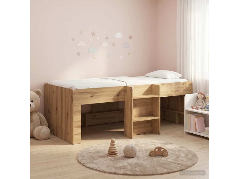  Cadre de lit élevé pour enfants - lit jeune chêne artisanal 90 x 200 cm  - Conforama B