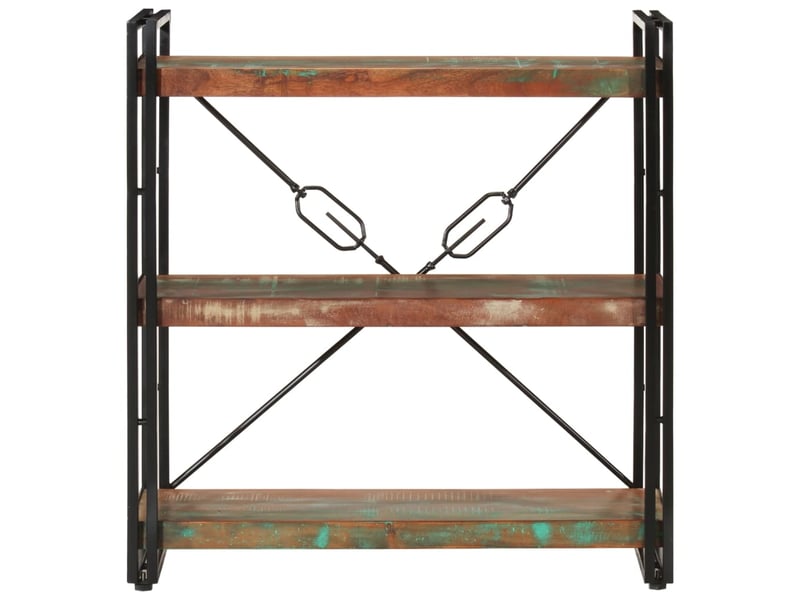 Bibliothèque 3 niveaux, armoire à livres 77x30x80 cm bois récupération massiffer  - Conforama A