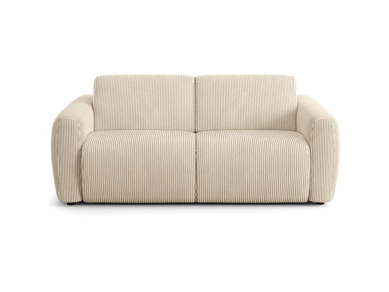 Canapé droit convertible 3 places en velours côtelé beige - ouverture express - suzie Suzie - Conforama A