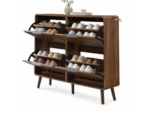Meuble à chaussures 105x24x90 cm, meuble d'entrée, 24 paires, grande capacité, meuble salon, meuble entrée, mdf, noyer