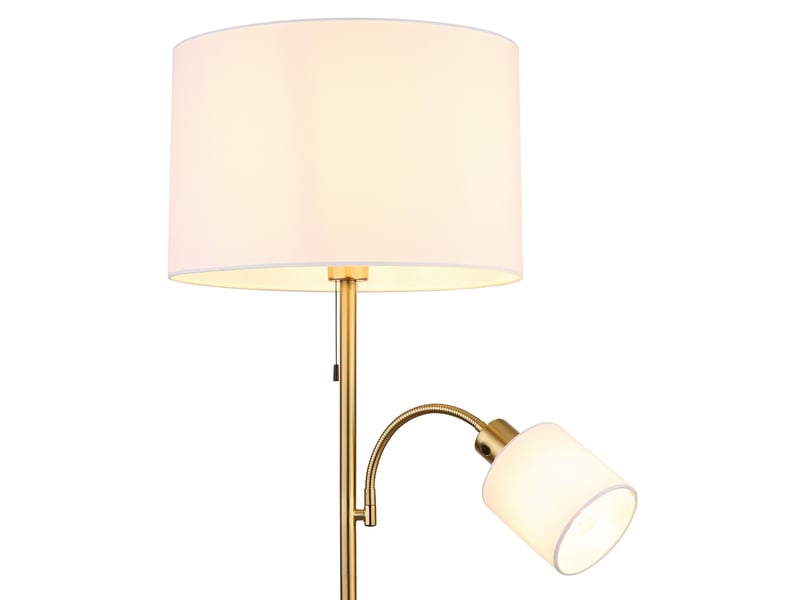  Globo truett lampe de lecture en laiton mat, abat-jour blanc lin, 2 led e27  - Conforama D