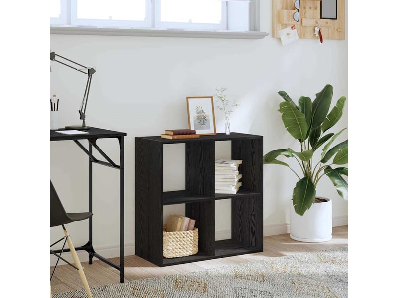  Bibliothèque, meuble de rangement salon chêne noir 68.5 x 32 x 68.5 cm  - Conforama D