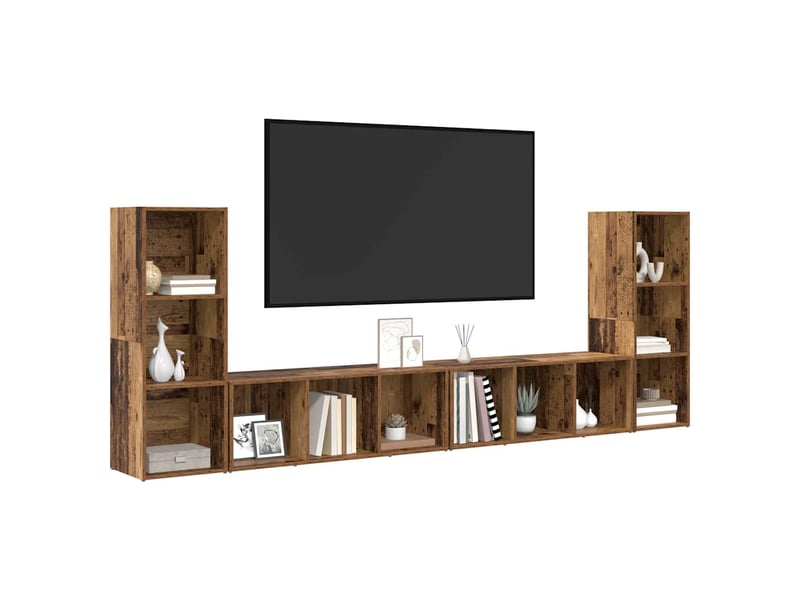  Ensemble meuble tv - banc tv - meuble de rangement 4 pcs bois ancien bois d'ingénierie  - Conforama C