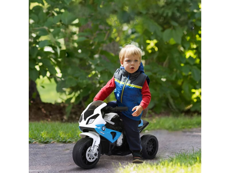  Moto électrique pour enfants de 18 à 36 mois, bmw s1000rr sous licence, vitesse 2,5 kmh, charge maximale 20 kg, dimensions 66 x 37 x 44 cm, bleue  - Conforama D