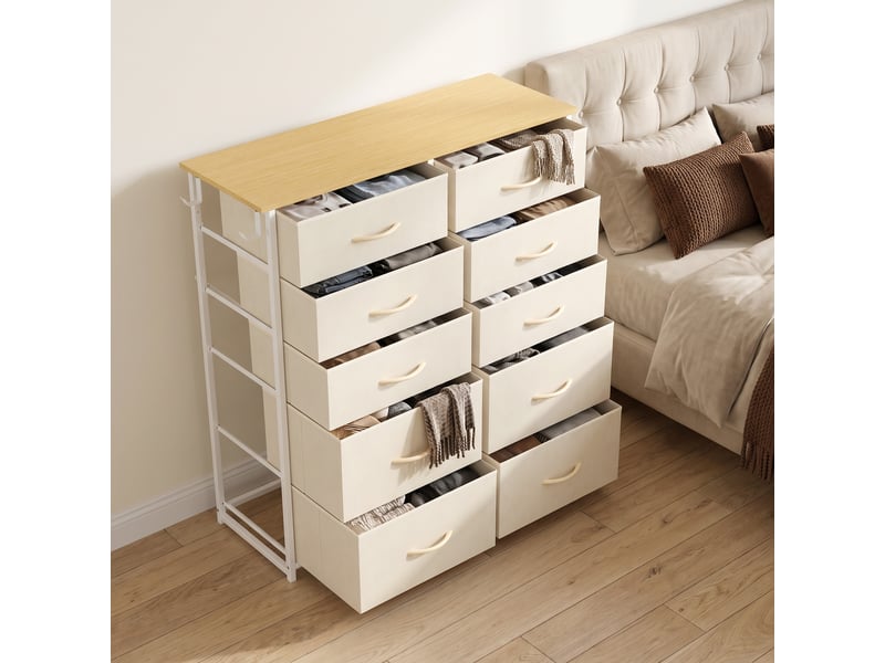 Commode 10 tiroirs 4 poches 2 crochets beige - Conforama B