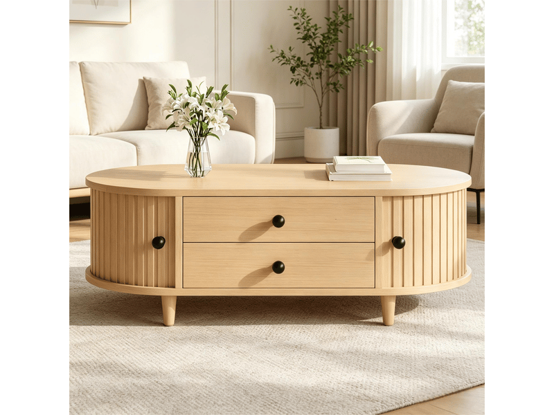  Table d'appoint 100 x 50 cm en mdf avec rangements coulissants  - Conforama B