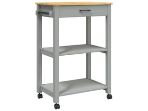 Desserte de cuisine, chariot de rangement monza 60x40x88,5 cm gris bois massif de pin