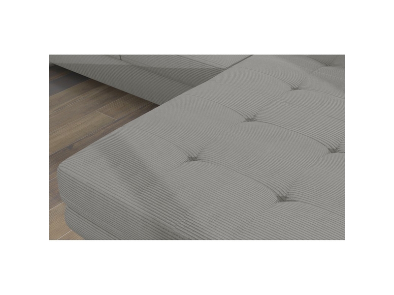Canapé d'angle convertible amanda gris clair velours côtelé avec coffre - Conforama E