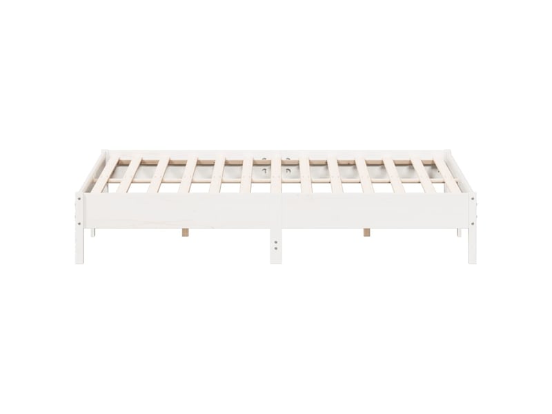  Lit double- lit adulte -  cadre de lit sans matelas blanc 200x200 cm bois massif de pin  - Conforama D