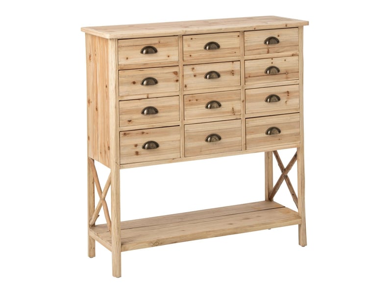  Console en bois 12 tiroirs chamonix 104cm naturel  - Conforama A