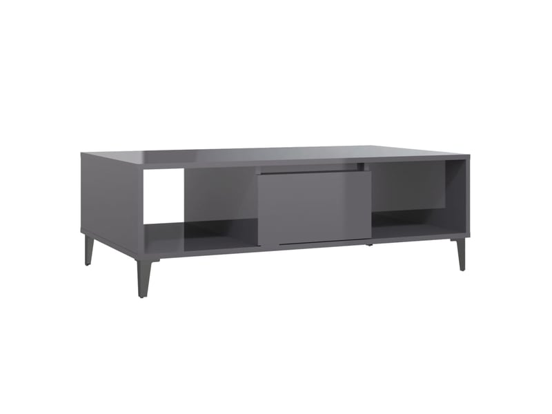 Table basse rectangulaire | table de salon gris brillant 103,5x60x35 cm bois d'ingénierie shl7986  - Conforama A