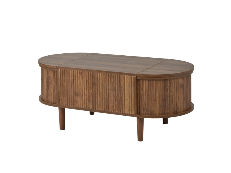Table basse ovale relevable avec rangement 100 x 48 cm, mdf, coloris noyer - Conforama C