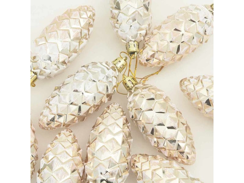  Boule de pomme de pin de noël 40 pcs champagne 4 x 9 cm  - Conforama E