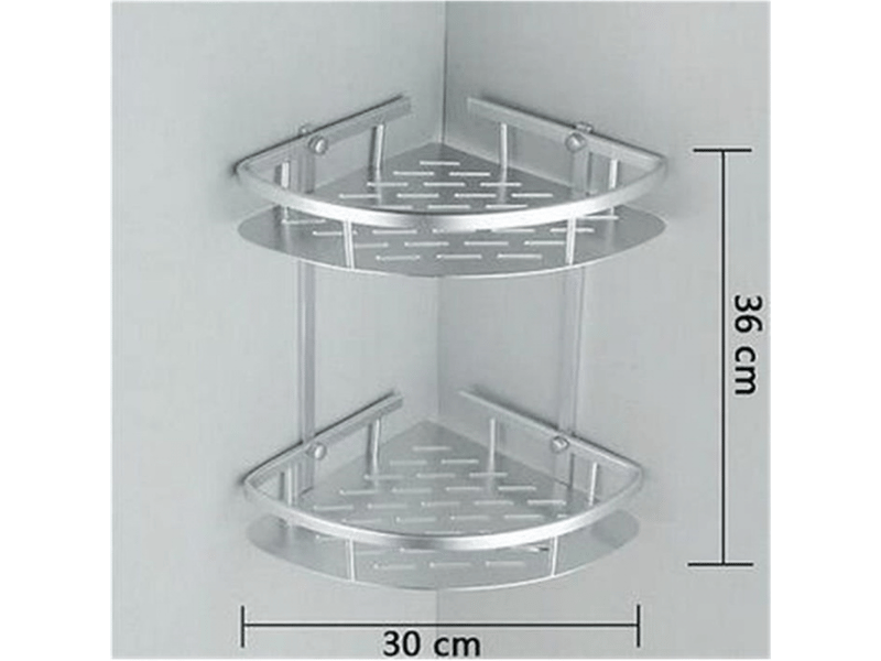  Étagère de salle de bain, étagère d'angle - aluminium antioxydant, rangement, 2 étagères pour shampoing, savon  - Conforama D