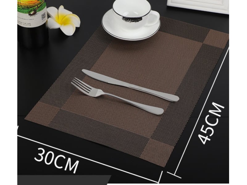  Lot de 8 sets de table en vinyle – résistants à l'usure et à la chaleur, marron, 45x30 cm  - Conforama B