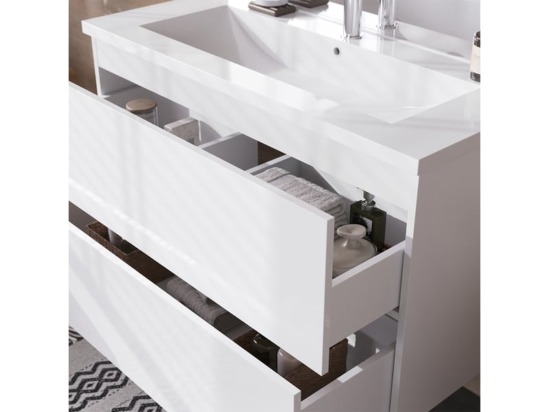  Vicco meubles bain, blanc haute brillanceblanc, 4 pièces  - Conforama D