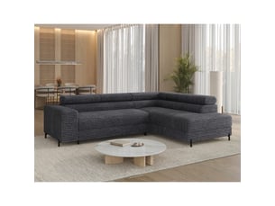 Canapé d'angle colesia convertible 5 places brun clair velours côtelé – droit – 274x200cm